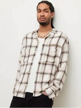 Allsaints Alamitos Plaid Relaxed Fit Button Down Shirt-Men XL